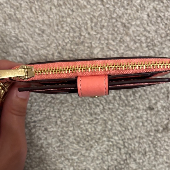 Coach Coral Floral Card Case with Gold Keyring